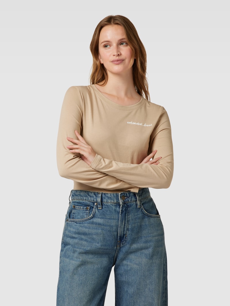 Longsleeve mit Statement-Print Modell 'MIX N MATCH' in beige