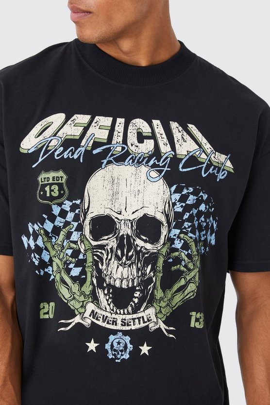 Oversize T-Shirt mit Racing Moto Print