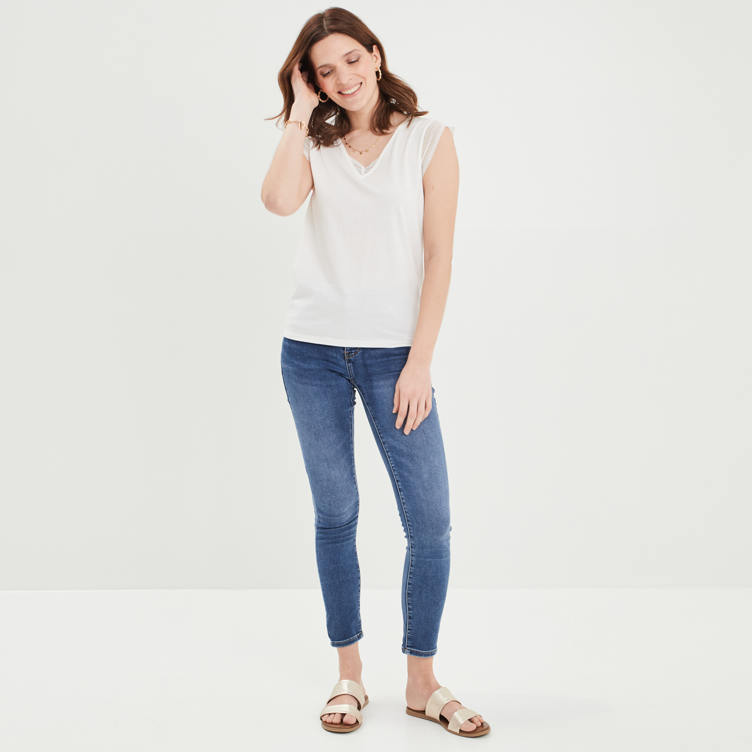 Jeans slim 7 8ème Creeks denim stone femme | La Halle