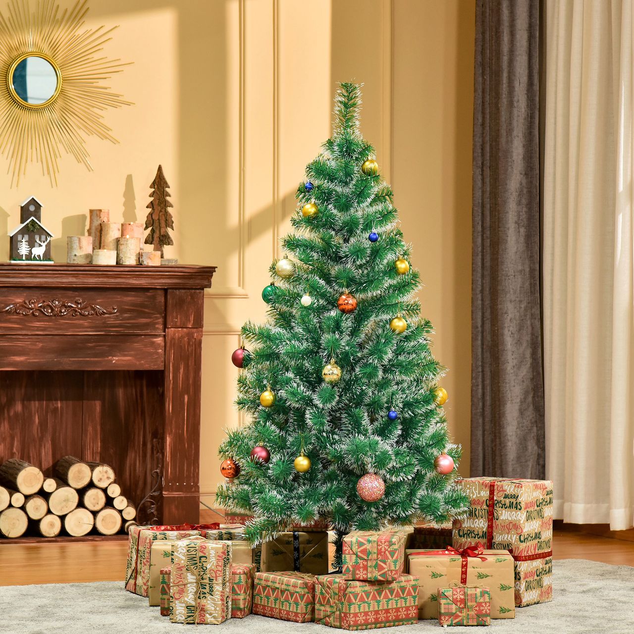 HOMCOM Künstlicher Weihnachtsbaum 1,5 m Christbaum Tannenbaum 416 Äste Metallfuß PET Grün
