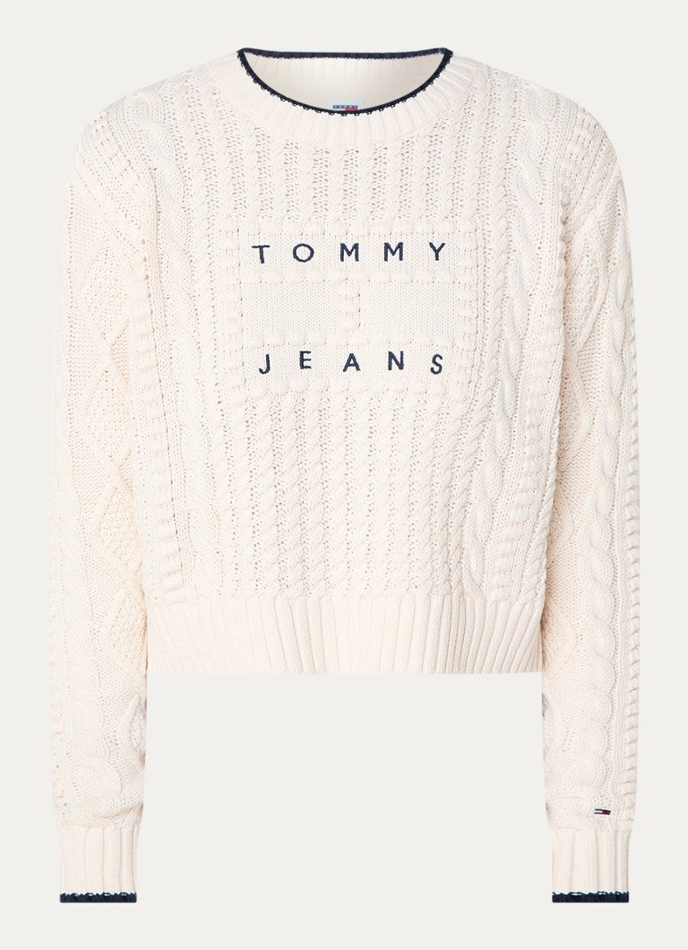 Pulover tricotat gros Tommy Hilfiger cu logo brodat