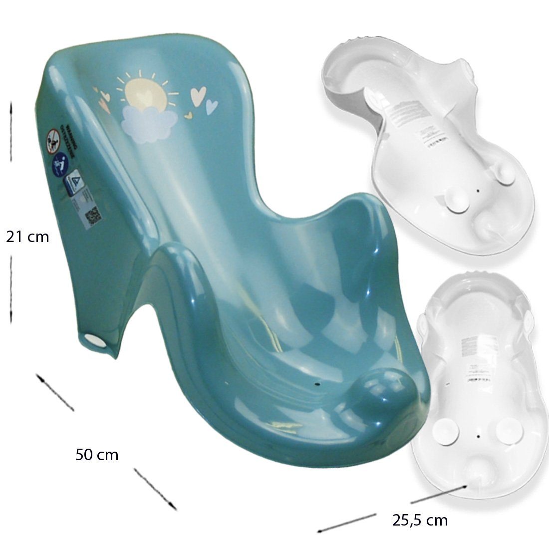 Tega-Baby Babybadewanne 5 Teile SET - METEO Türkis - -Babybadeset Wanne Pflege Zubehör, (Premium.set Made in Europe), Wanne+ Badesitz+ Töpfchen+ WC Aufsatz+ Hocker
