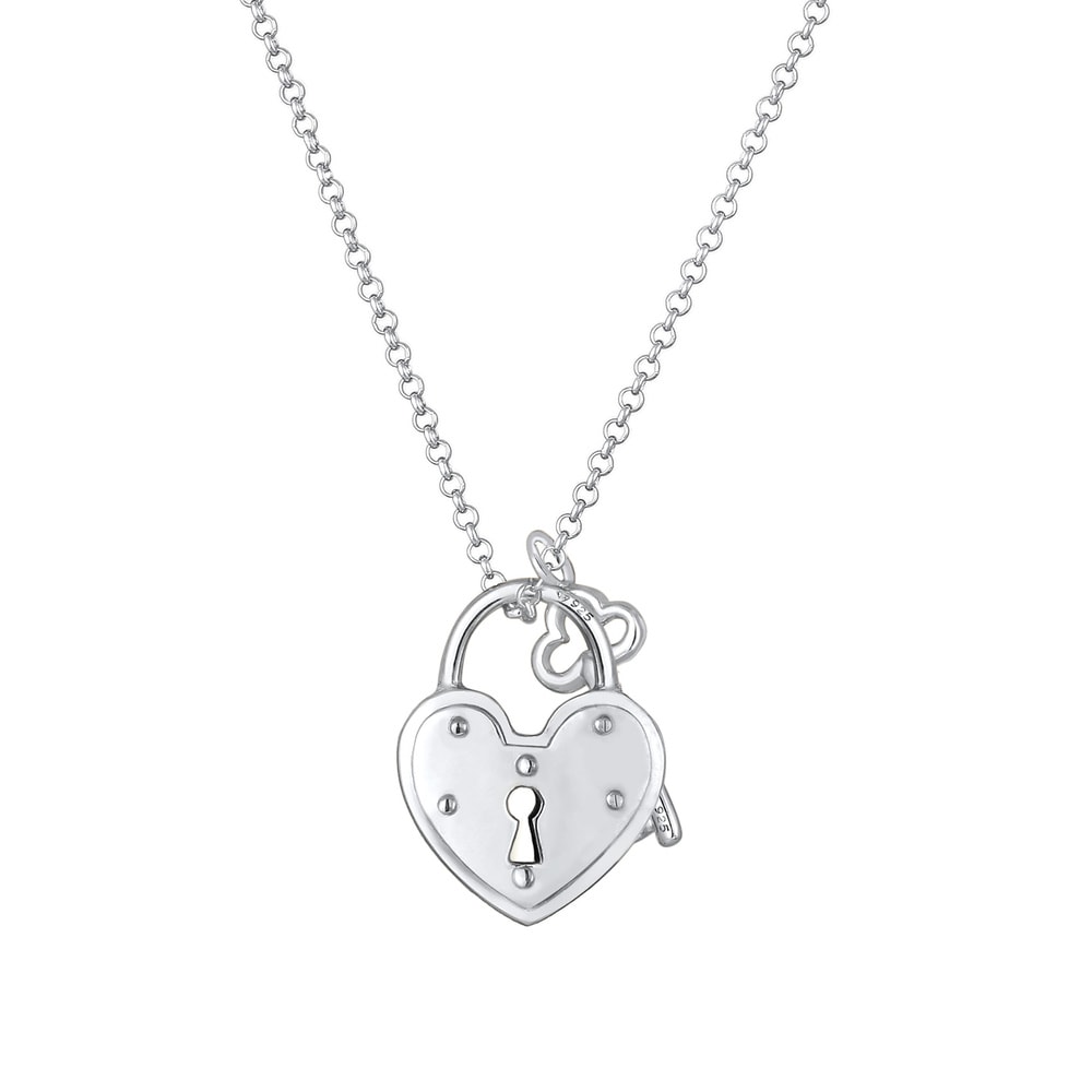 Elli Elli Collier Schloss Schlüssel Herz Anhänger Liebe 925 Silber Bijoux