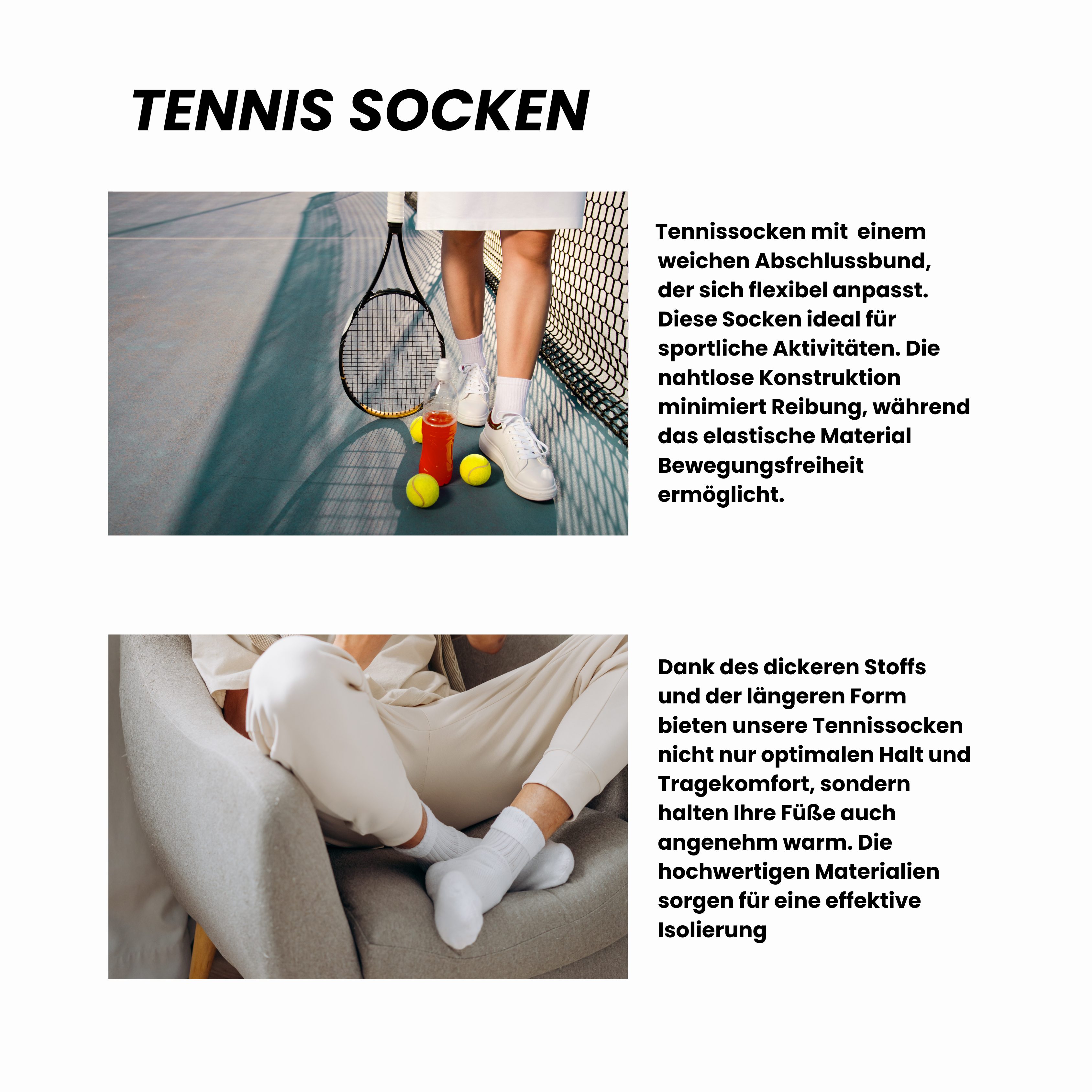 SO.I Tennissocken Sport Socken Für Damen & Herren Lange Freizeit-Socken aus Baumwolle (ohne drückende Naht, 5-15er Pack) Atmungsaktive Funktion