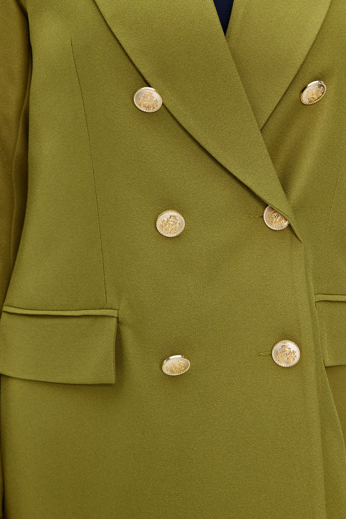 Trendyol Collection  Hellkhakifarbener, übergroßer, gefütterter, zweireihiger, gewebter Blazer-Jacke TWOSS20CE0024