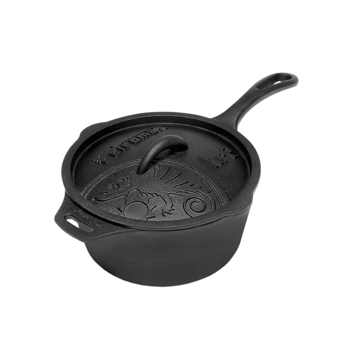 Gusseiserne Kasserolle mit Deckel