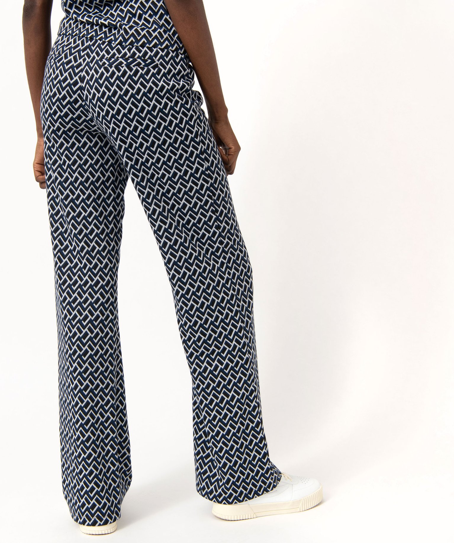 Pantalon large en maille à motifs graphiques femme imprime | GEMO