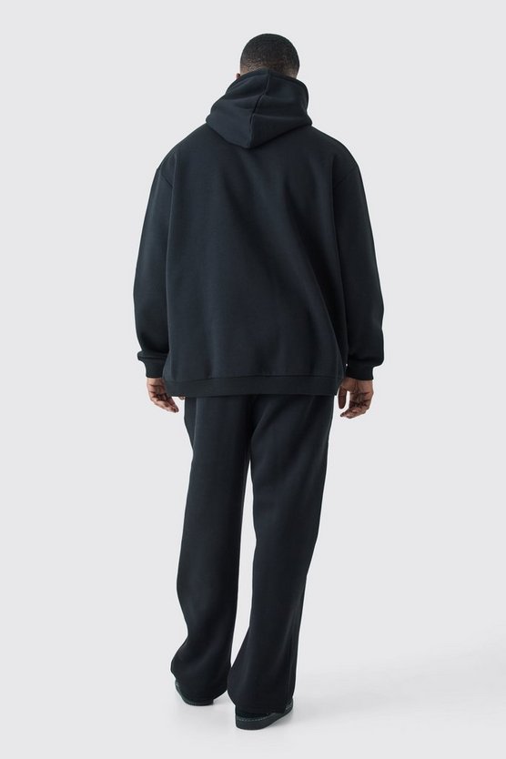 Plus Oversize Trainingsanzug mit Kapuze und Print