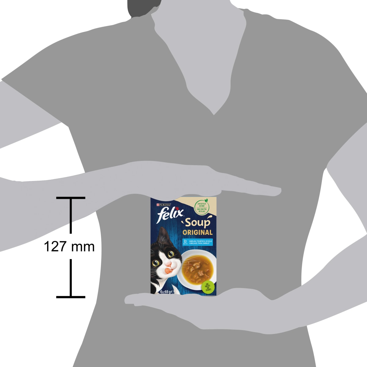 Nassfutter Katze mit Kabeljau, Thunfisch, Scholle, Soup Original, 288 g
