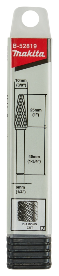 Makita Zubehör B-52819 HM Fräser 6mm Kegel mit Rundkopf für Edelstahl