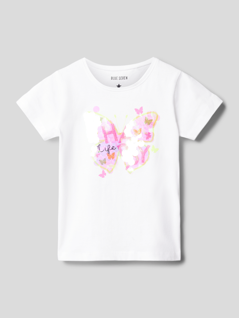 T-Shirt mit Paillettenbesatz in weiß