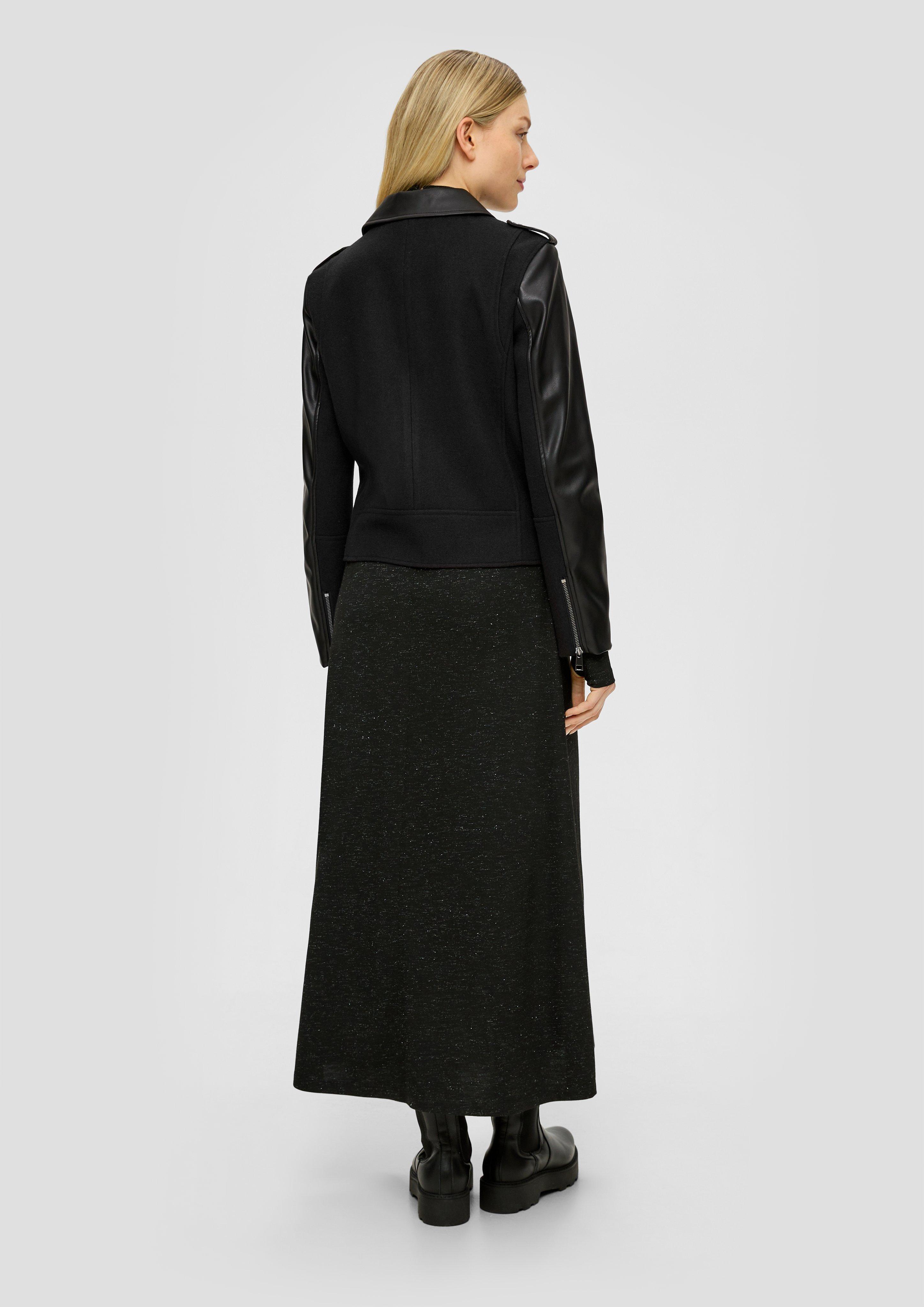 Jacke aus Materialmix in Leder-Optik  2139407-9999