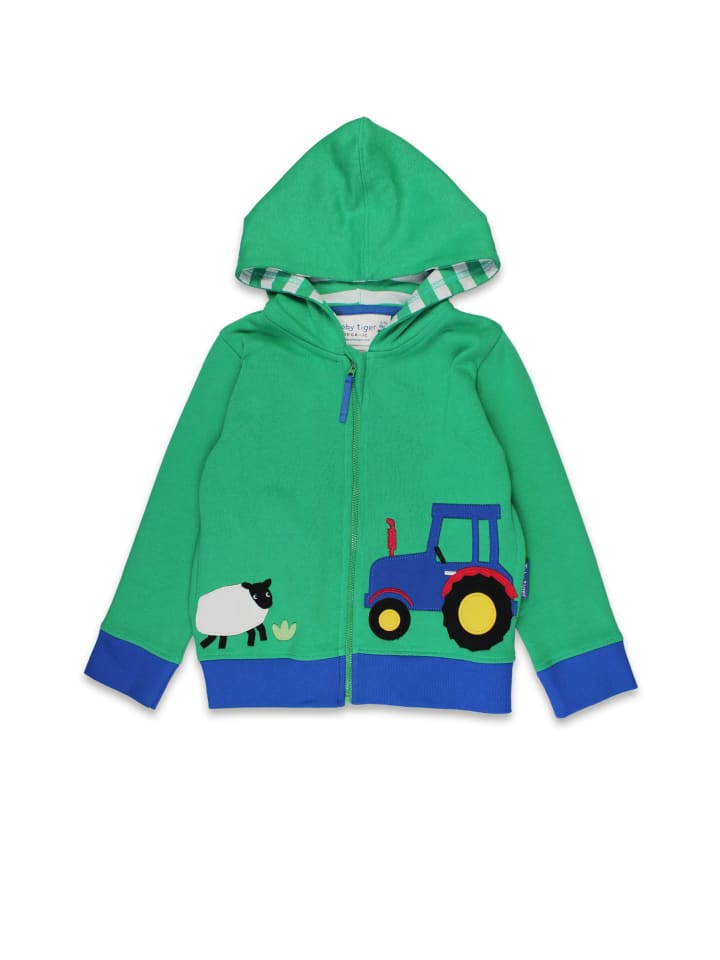 Toby Tiger Sweatjacke mit Hillside Bauernhof Applikation in grün günstig kaufen