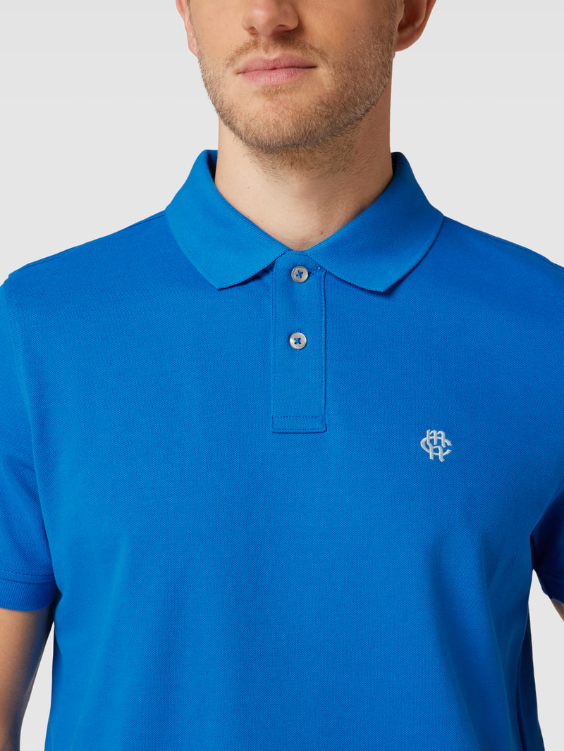 Poloshirt mit Logo-Stitching in royalblau