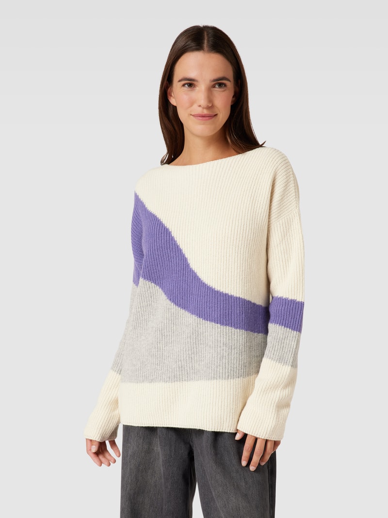Strickpullover mit U-Boot-Ausschnitt Modell 'MIYAAS' in offwhite