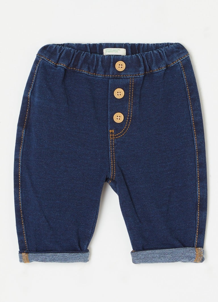 Benetton Tapered chambray jeggings with decorative buttons