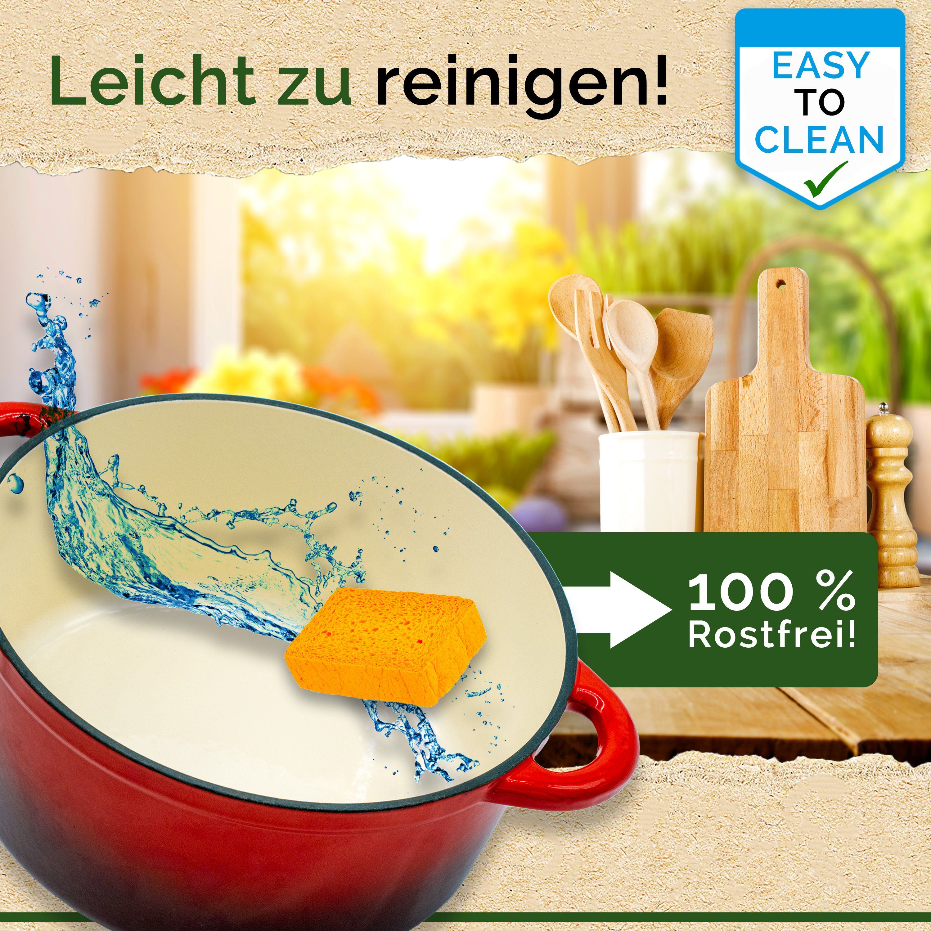 Funkenflug Bräter Gusseisen Topf Brot backen 4,7 Liter [Induktionsgeeignet], Emaille, Gusseisentopf, Brotbacktopf (für einzigartigen Brotgenuss - auch als Schmortopf einsetzbar - Gusseisen Emaille Topf - Bräter gusseisen, inkl. Rezeptbuch), Induktion