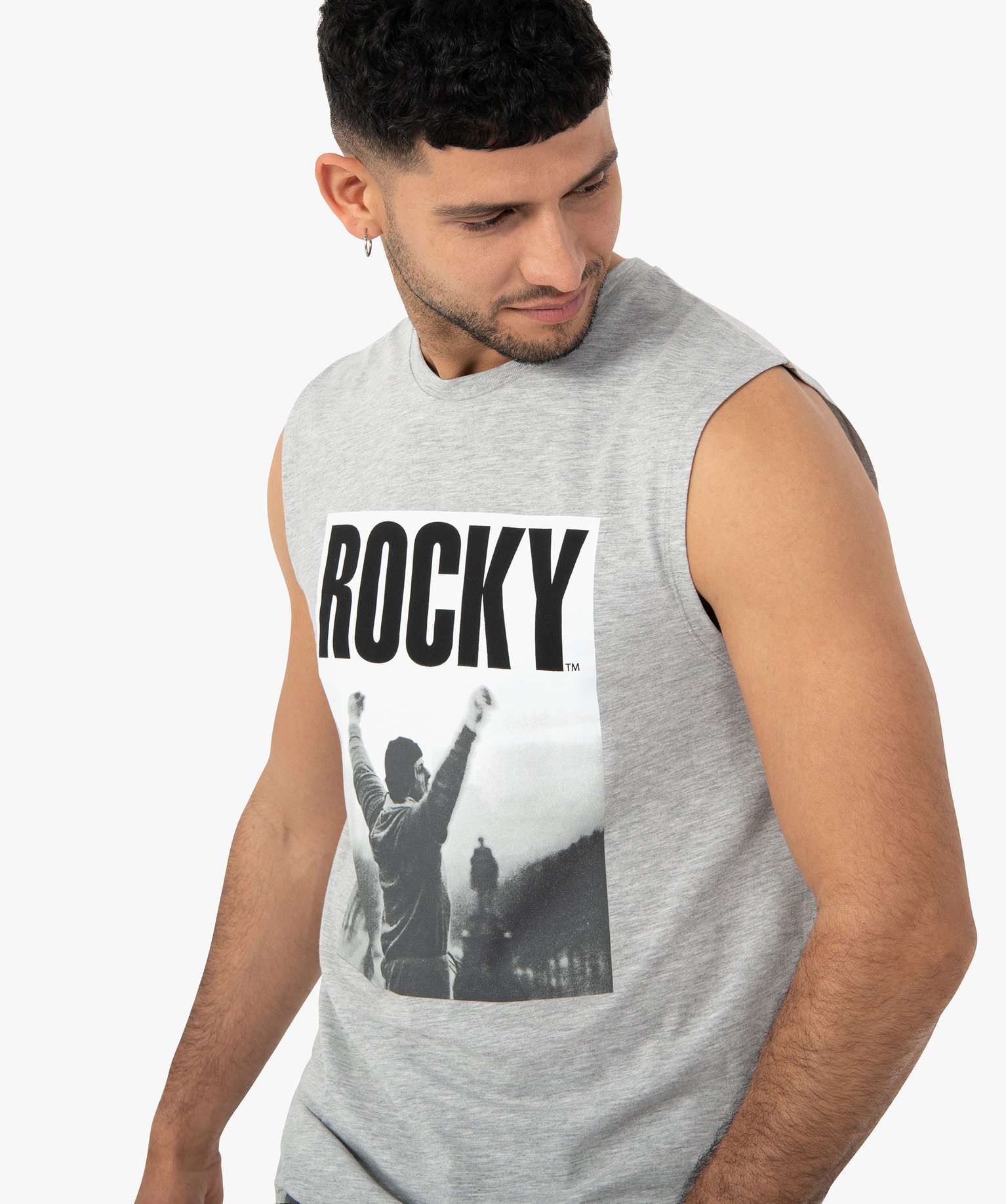 Débardeur homme avec photo sur le buste – Rocky gris clair | GEMO
