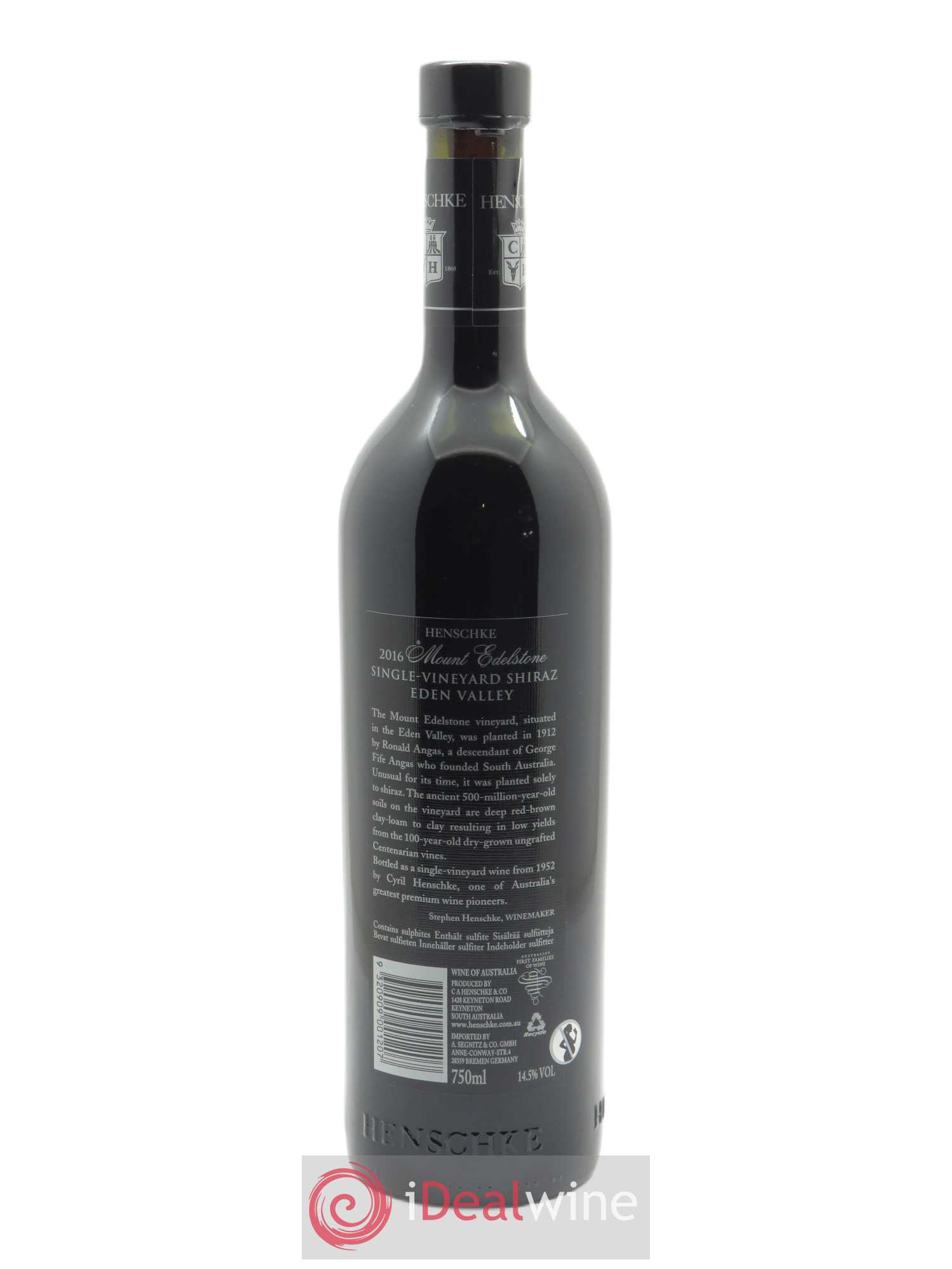 Eden Valley Mount Edelstone Shiraz Henschke  2016 - Lot de 1 Bouteille