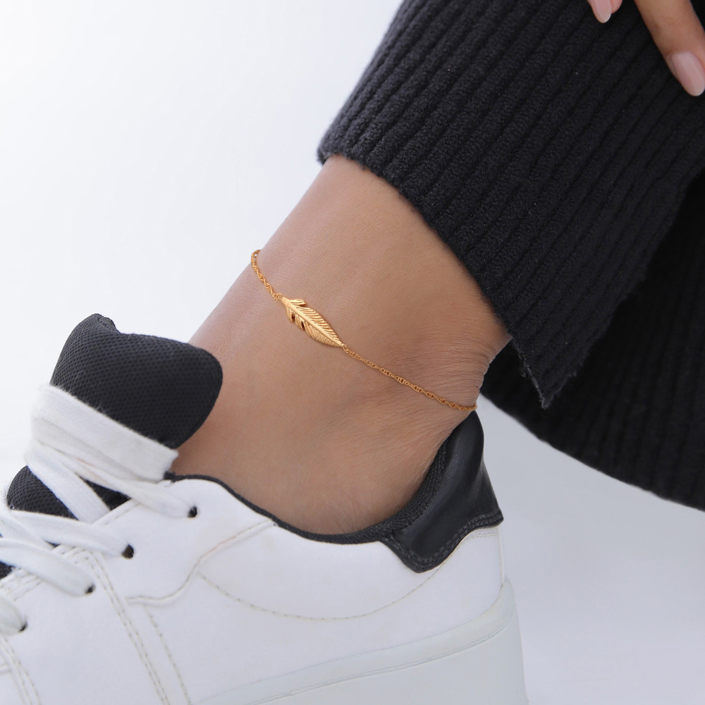 Elli Elli Bracelet de Cheville Femmes bracelet de cheville plume symbole boho en argen Bijoux