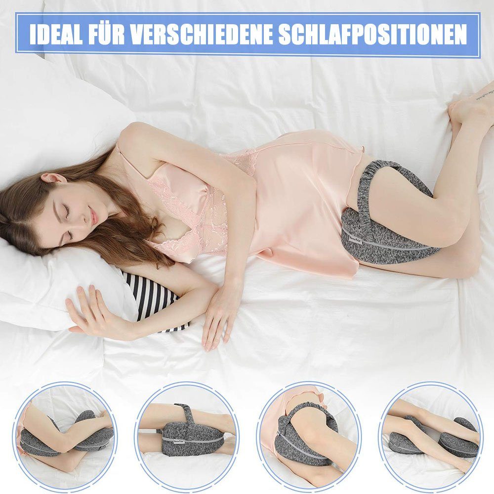 Sarfly Seitenschläferkissen ergonomisches Beinkissen, 1-tlg., graues hohles Herz
