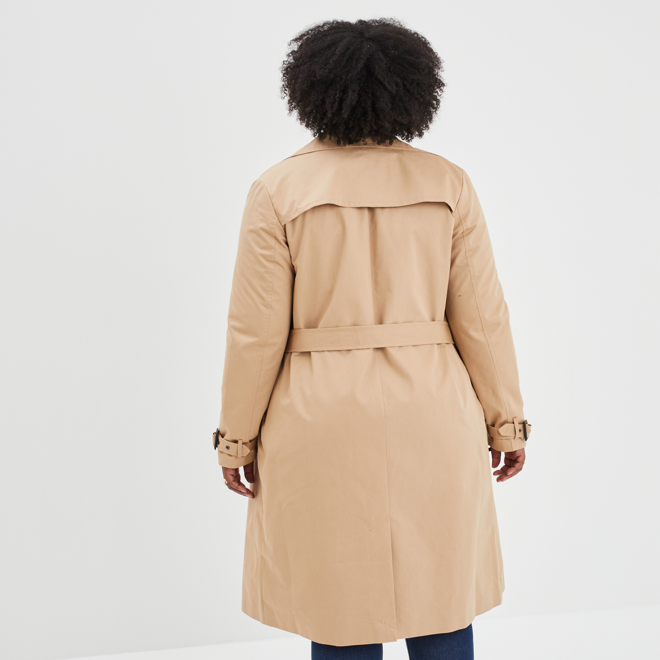 Trench long cintré ceinturé beige femme grande taille | La Halle