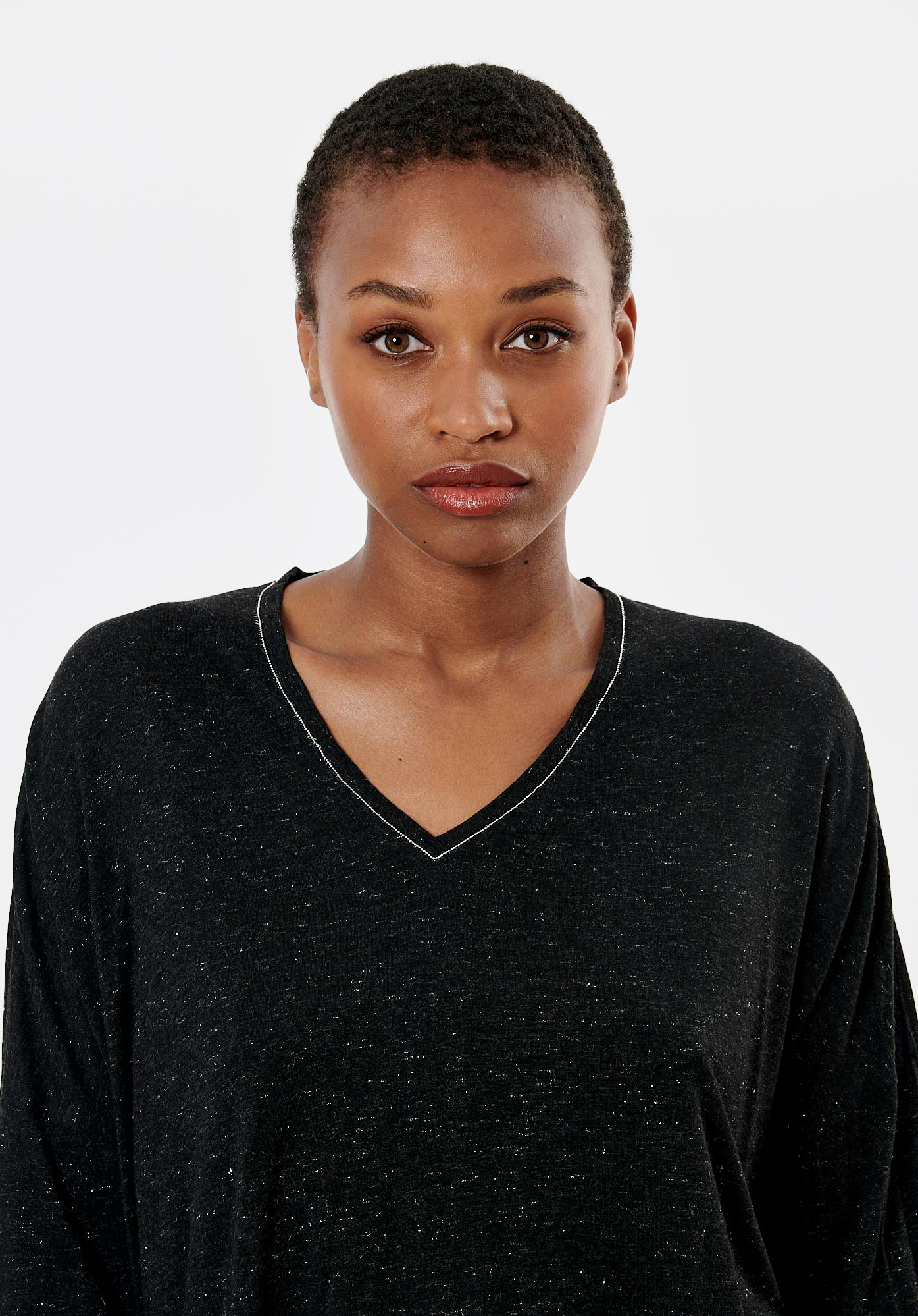 LUCHA  T-shirt noir pailleté femme