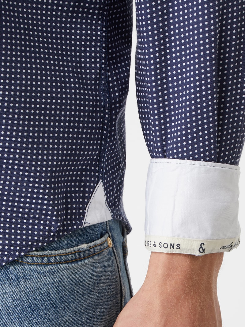 Regular Fit Business-Hemd aus Baumwolle in marineblau