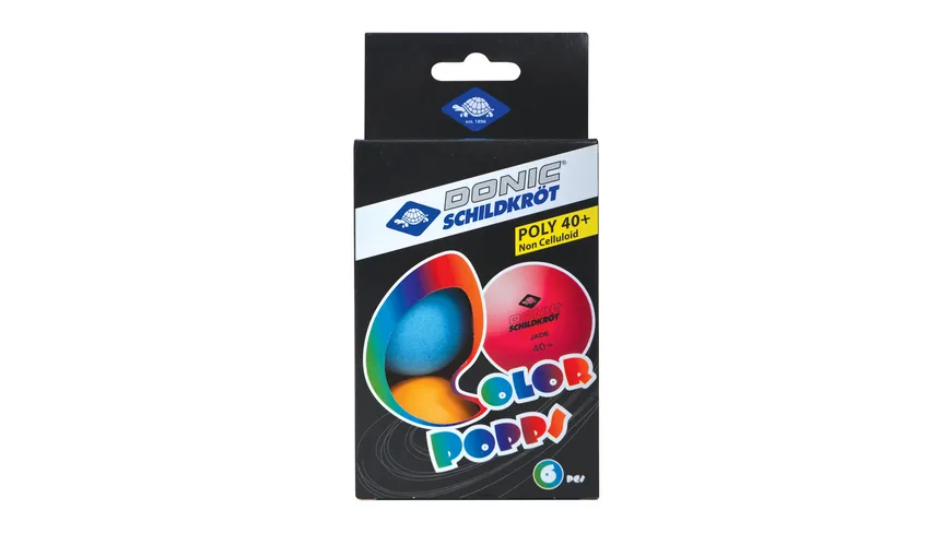 Donic-Schildkröt - Tischtennisball Colour Popps, 6 farbige Bälle in Poly 40+ Qualität