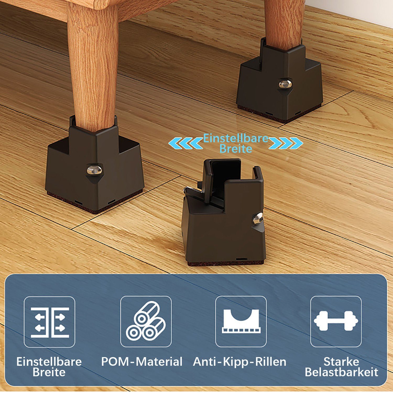 TOPMELON Möbelfuß 4er Tischbeine Für Fußbreite 2.2-4.2cm Sofa Bett Schränke