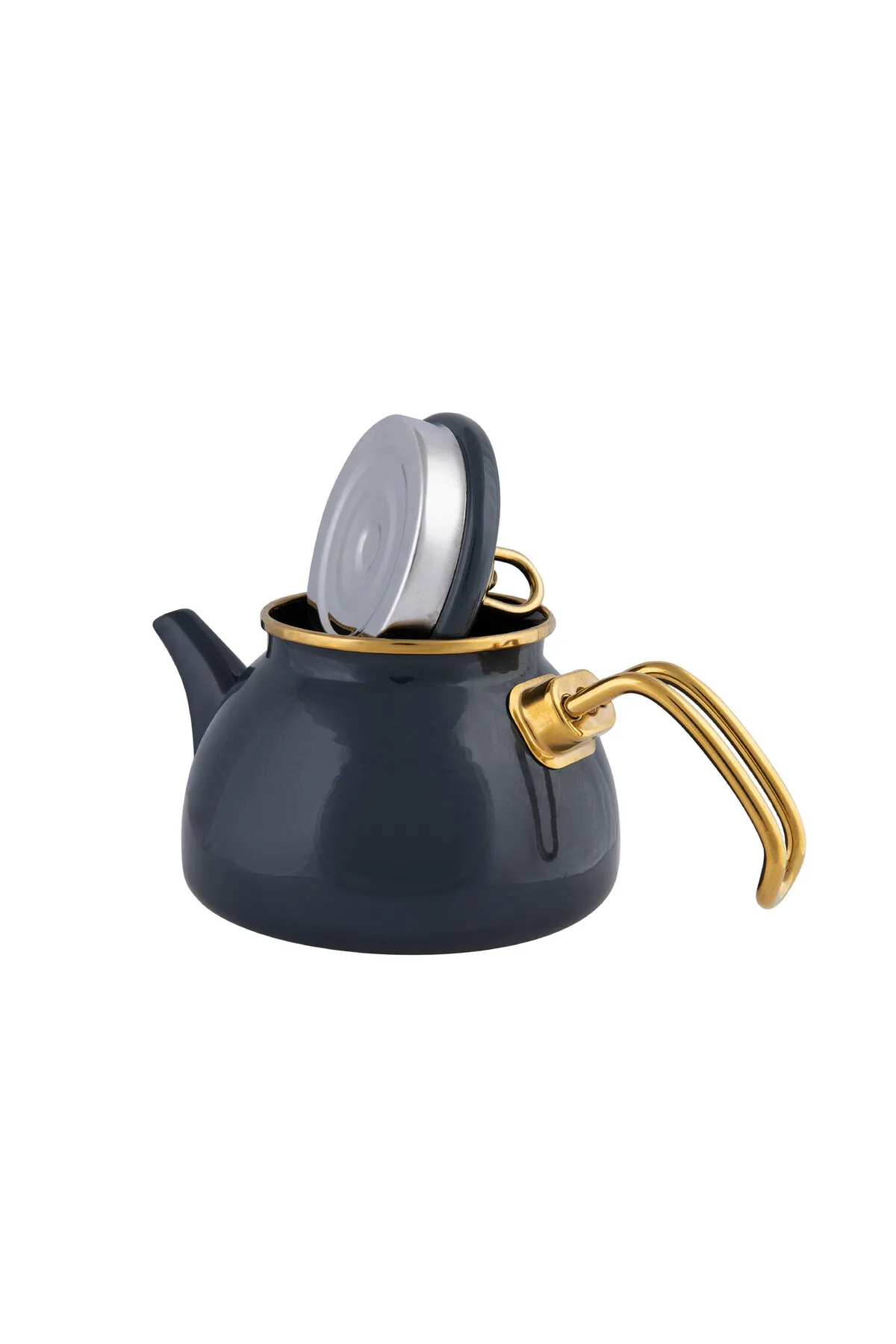 Karaca  Retro Emaille Teekannen Set, Induktionsgeeignet, Teekocher, Wasserkocher, Teeaufguss 1,1L