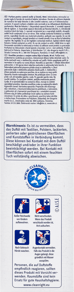 Duftstäbchen Raumduft Wasserlilie & Limette, 90 ml