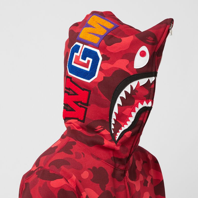 A Bathing Ape Color Camo Shark Full Zip Hoodie M red