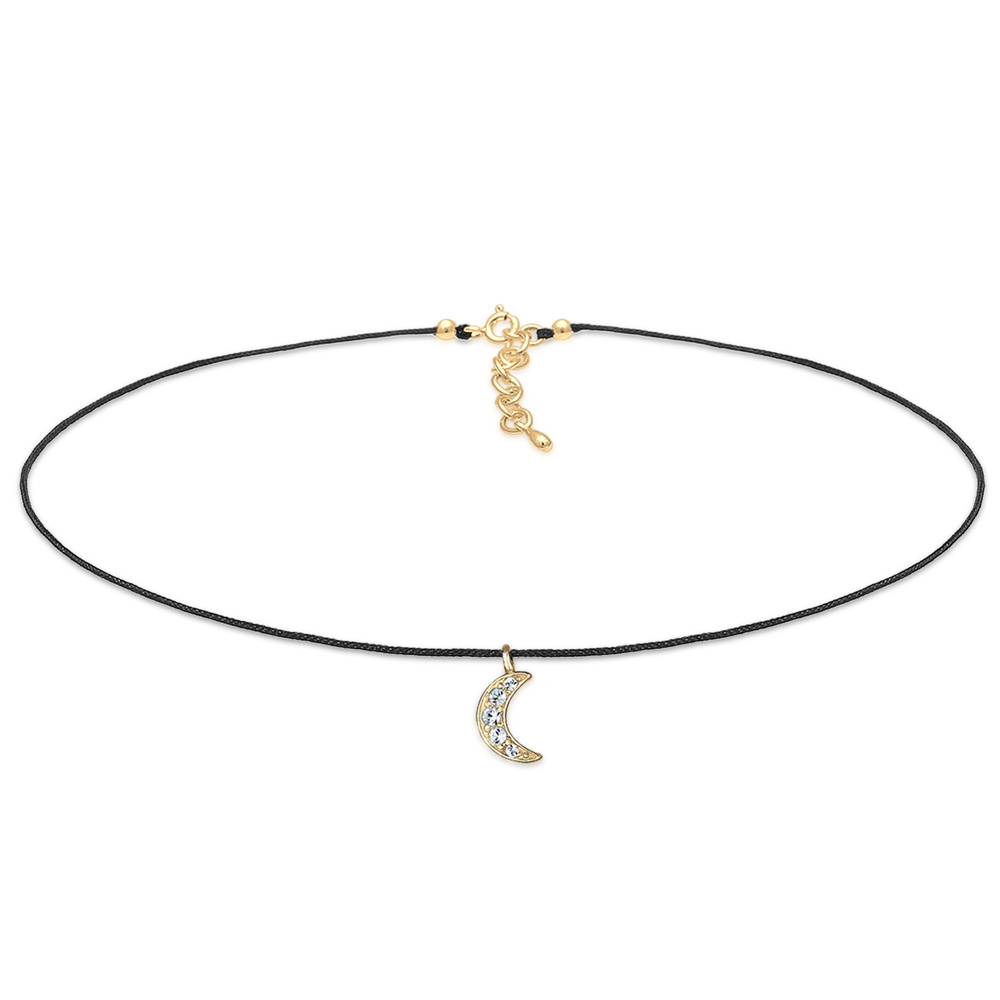 Elli Elli Collier Femme Choker Demi Lune Cristal -  (925/1000) Argent collier