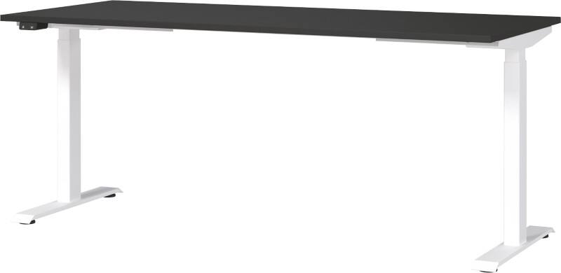 GERMANIA Sitz-Stehschreibtisch Mailand Metall, Spanplatte Weiß T-Fuß 1.800 x 800 x 1.200 mm
