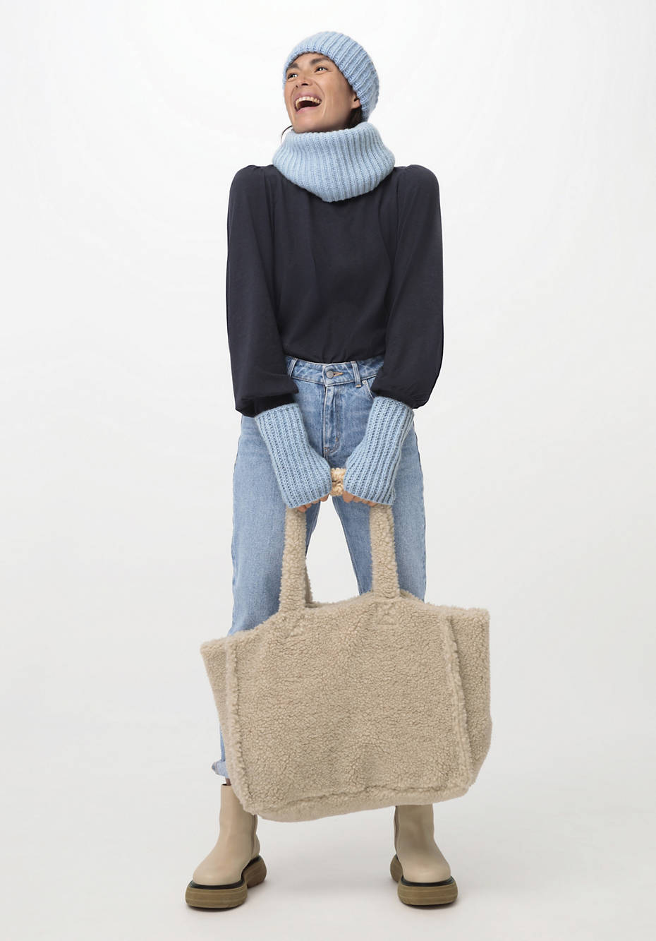 Jersey-Bluse aus Bio-Baumwolle mit Bio-Merinowolle