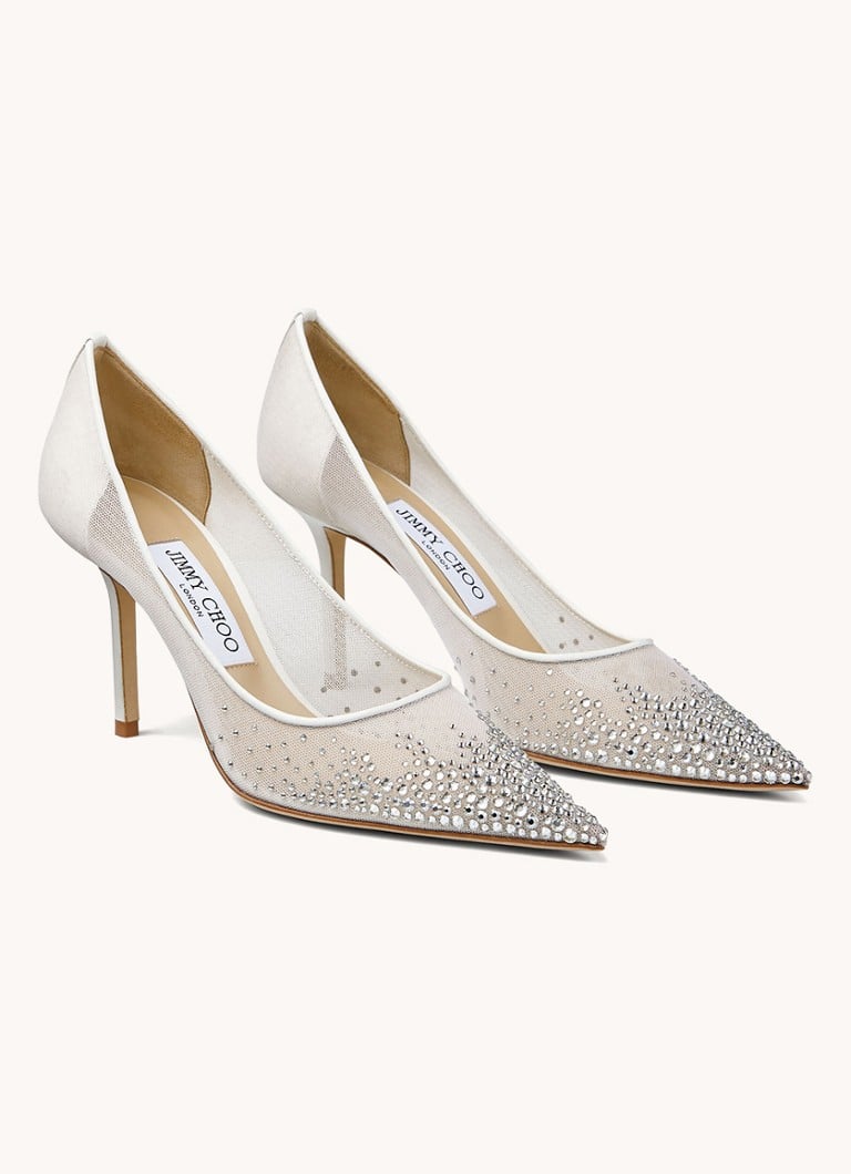 Jimmy Choo Love 85 -korkokengät strasseilla ja verkkokoristeilla