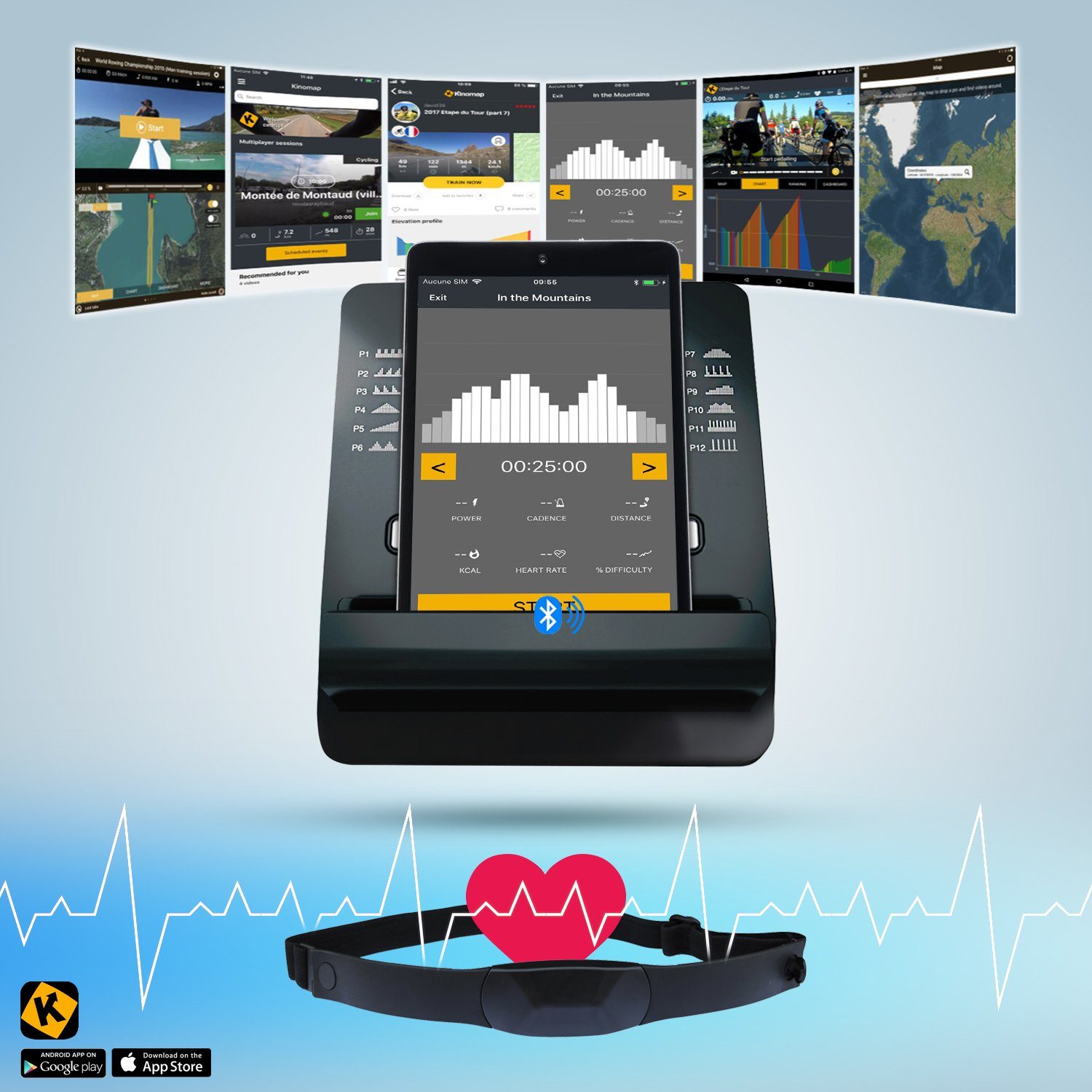 AsVIVA Ellipsentrainer-Ergometer AsVIVA E4 Pro Bluetooth, LED Display mit Tablet- bzw. Smartphonehalterung, App kompatibel