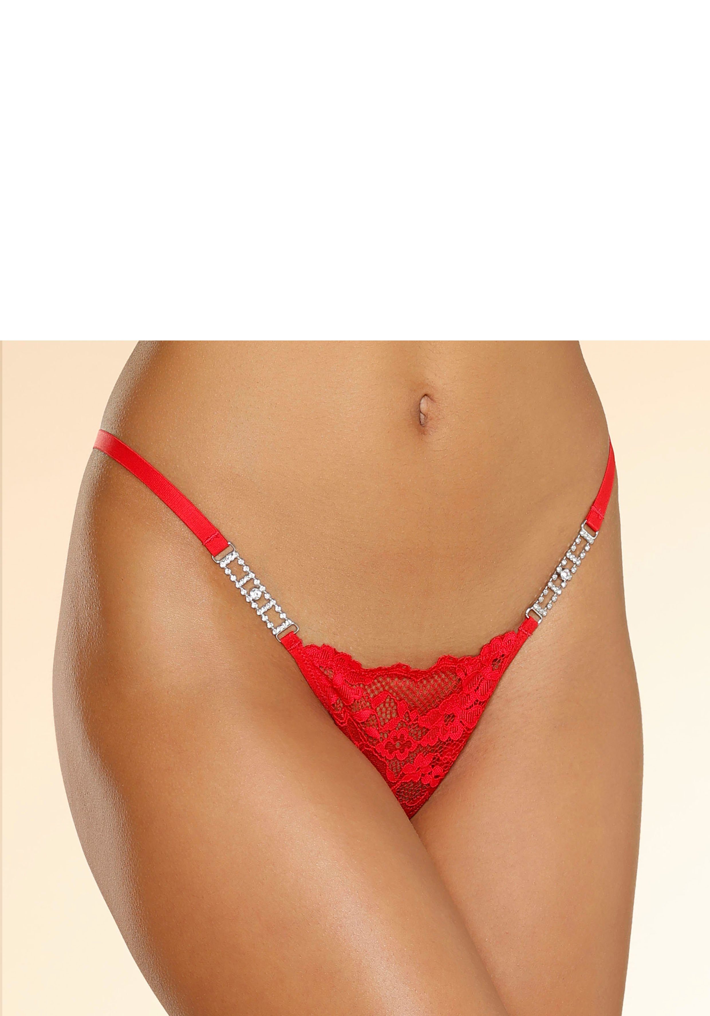 petite fleur gold String mit extravaganten Glitzeraccessoires