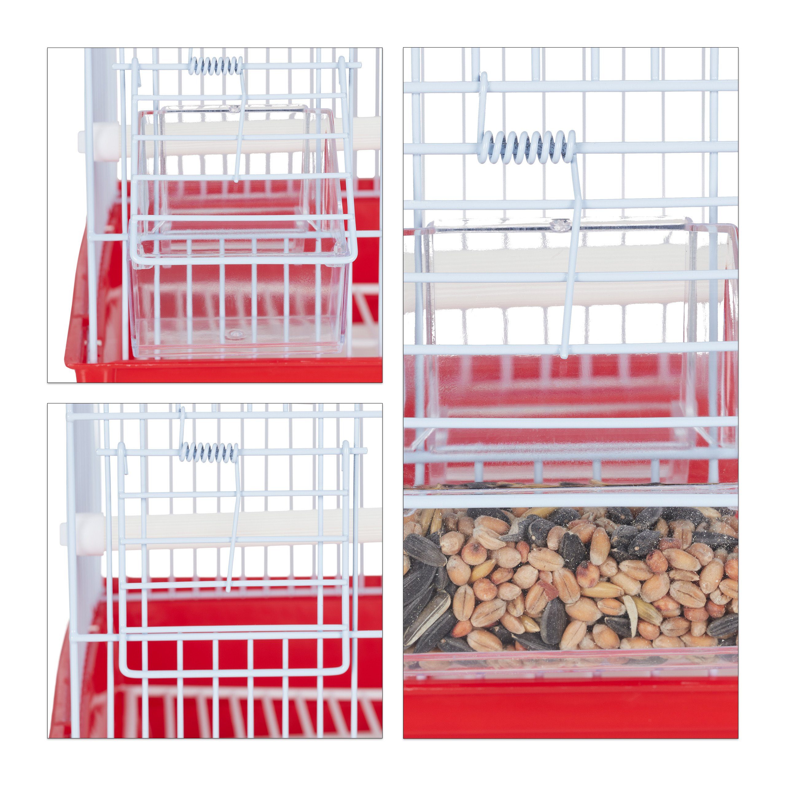 relaxdays Vogelkäfig Vogelkäfig mit Zubehör rot