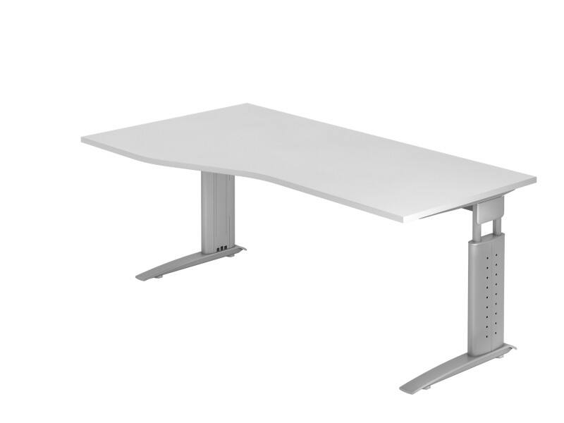 Hammerbacher Schreibtisch US18 Silber, Weiß 1.800 x 800 x 680 x 680 - 860 mm
