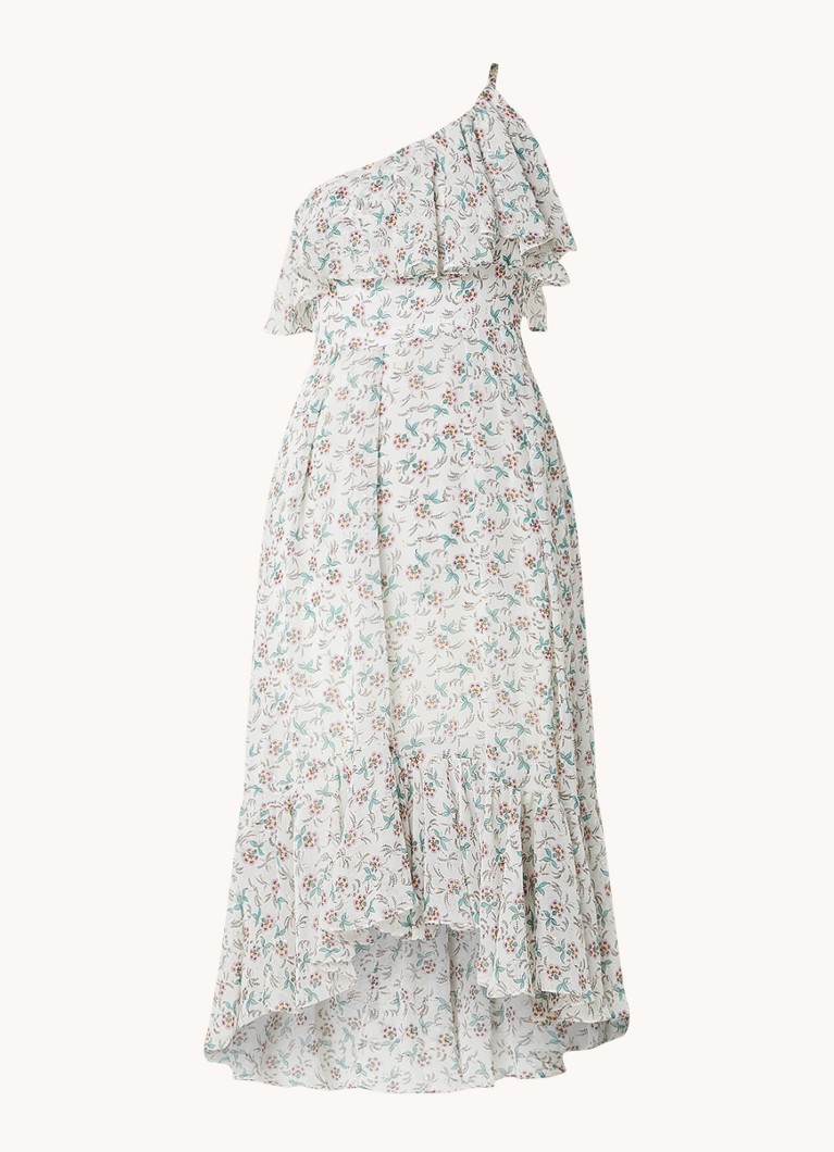 Claudie Pierlot  Raukie one shoulder midi jurk met volant en bloemenprint