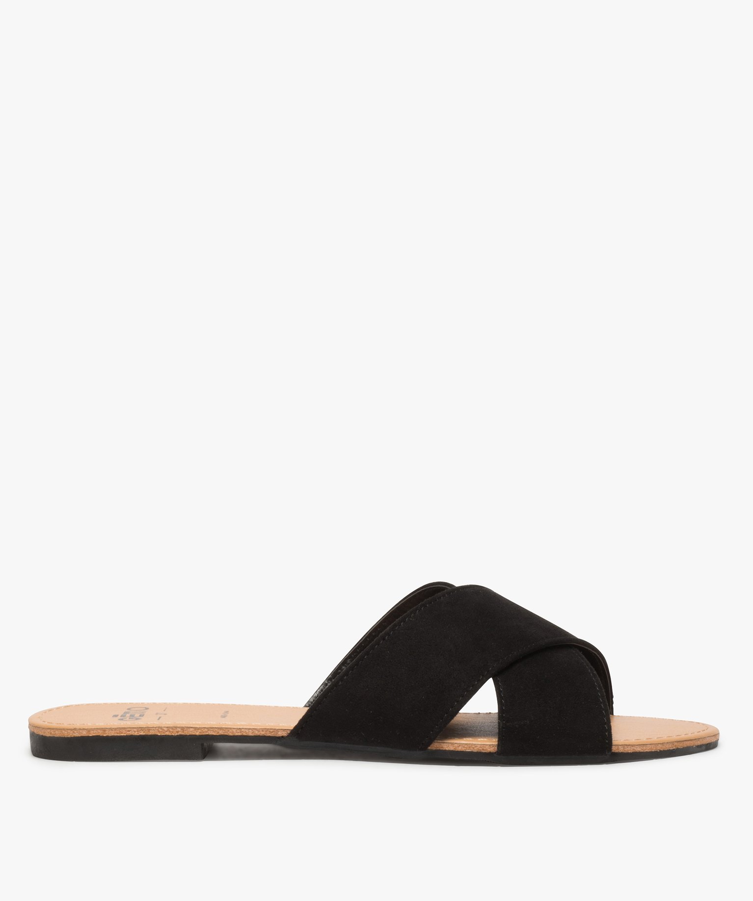Sandales femme à larges brides croisées souples noir | GEMO