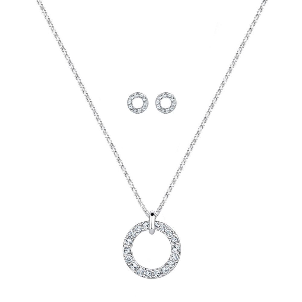 Elli Elli Ensemble de Bijoux Femmes Cercle Pendentif étincelant Géo Set clous d'oreill Bijoux