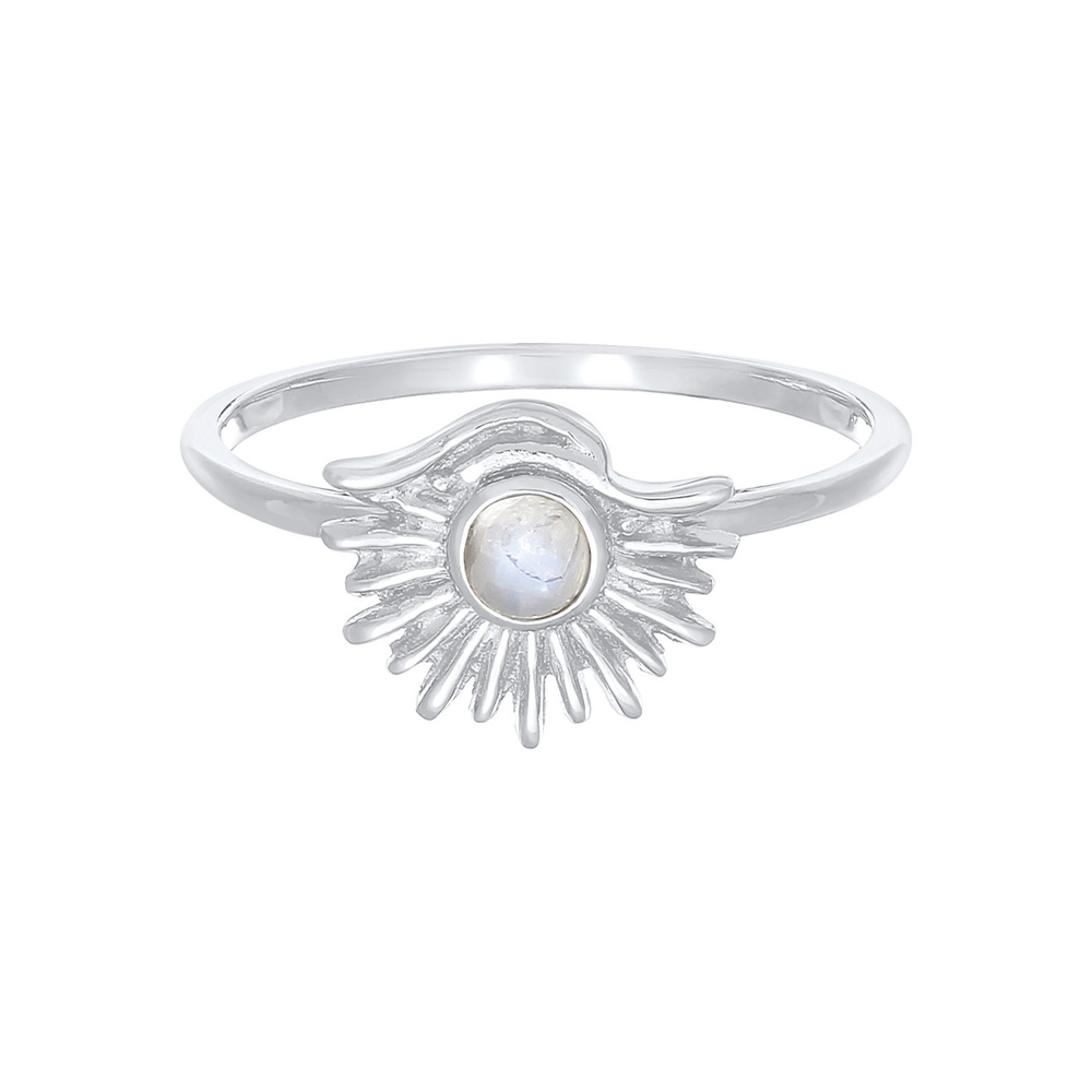 Elli Elli Bague Blogueur Femme Sun Boho Look Trend avec pierre de lune en argent sterl Bague