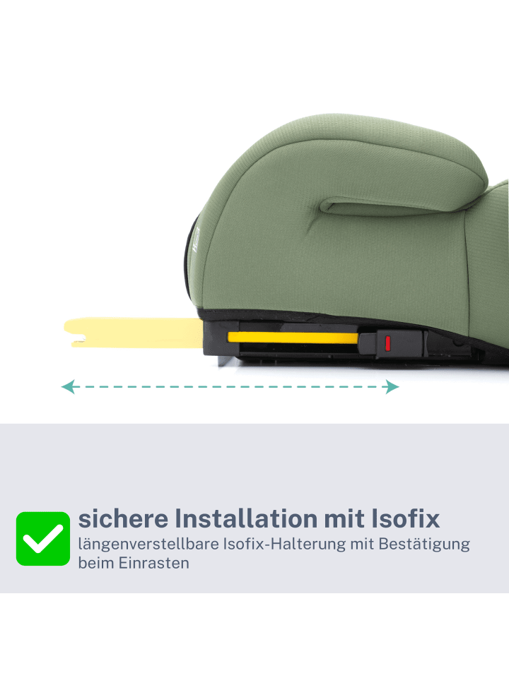 fillikid Sitzerhöhung mit verlängerbarer Isofix i-size Exklusiv in Grün günstig kaufen onesize