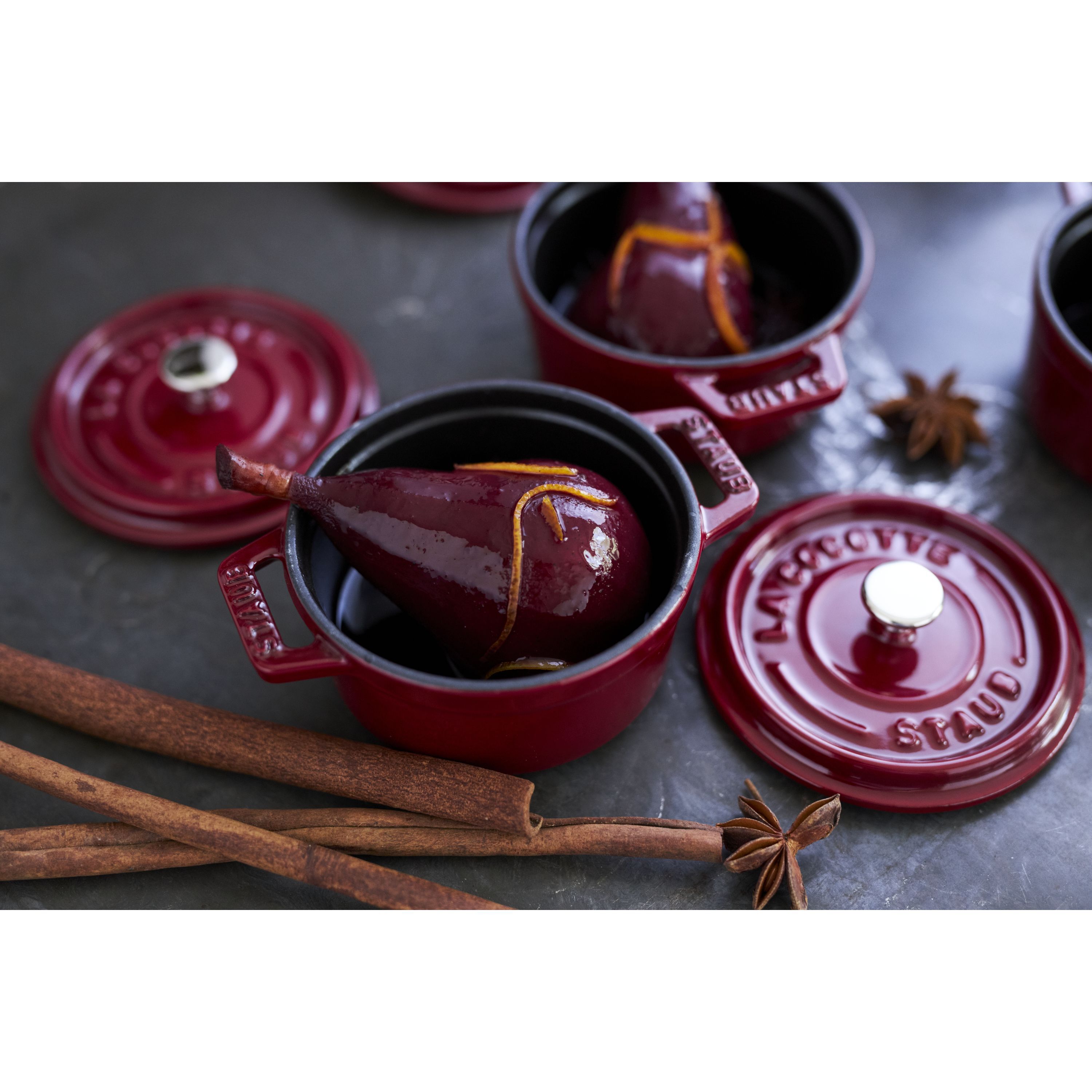 Mini Cocotte 10 cm, rund, Bordeaux, Gusseisen