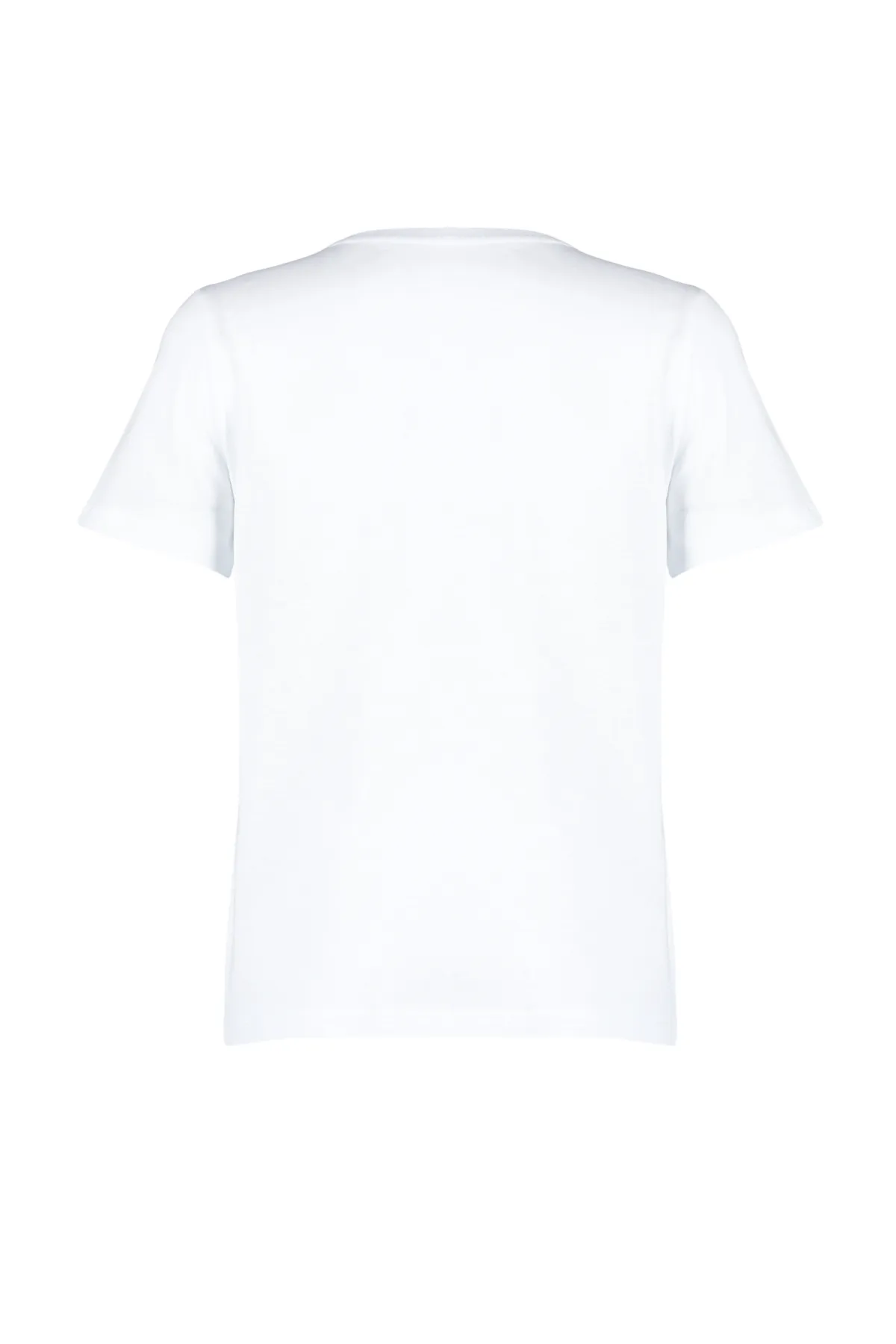 Trendyol Collection  Weißes Strick-T-Shirt mit Rundhalsausschnitt und Stern-Aufdruck, Regular/Regular Fit, 100 % Baumwolle TWOSS24TS00095
