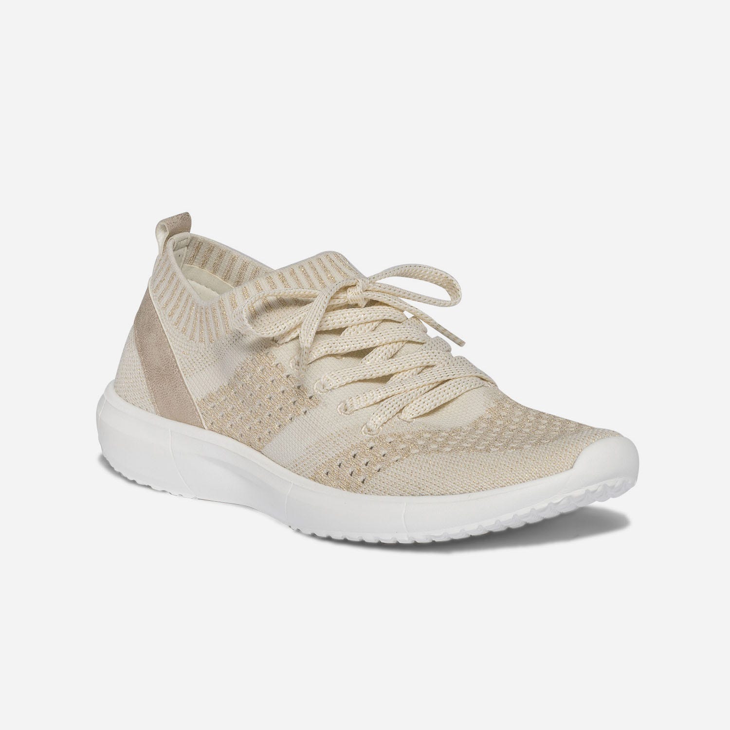Tennis-chaussette beige et doré tricotée éco-conçue