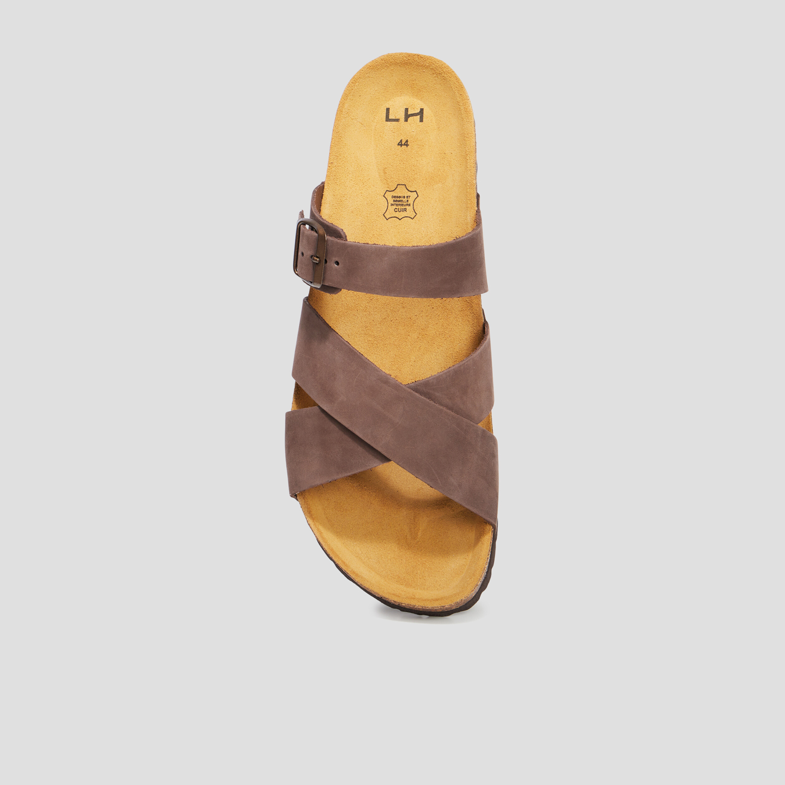 Mules en cuir Graoute marron homme | La Halle